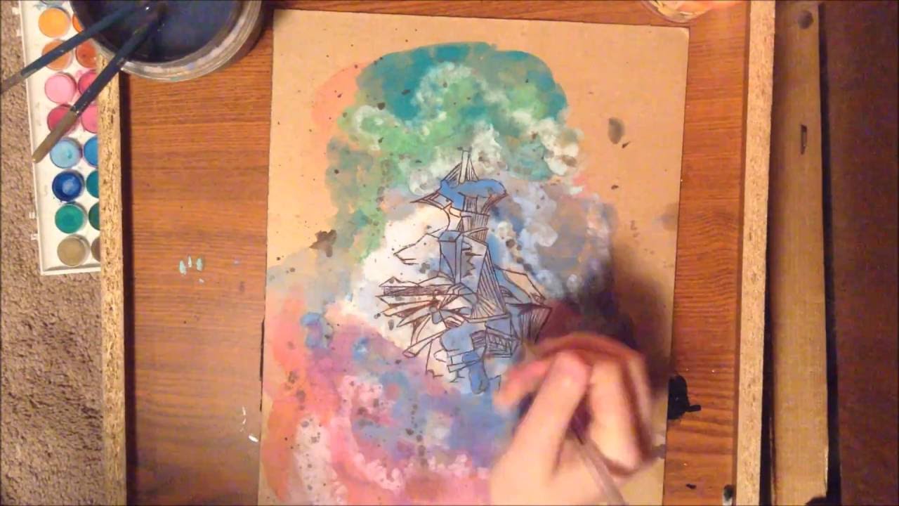 1280x720 Speed Paint - Watercolor On Cardboard