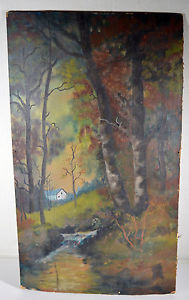 189x300 Antique 20 Watercolor Painting On Cardboard Forest View Small - Watercolor On Cardboard