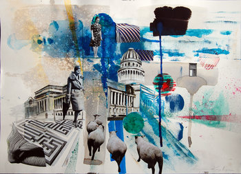 350x253 Into The Air By Olga Kapitanska (2018) Painting Acrylic, Collage - Watercolor On Cardboard