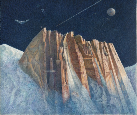 537x450 Massimo Scolari Building Mountains - Watercolor On Cardboard