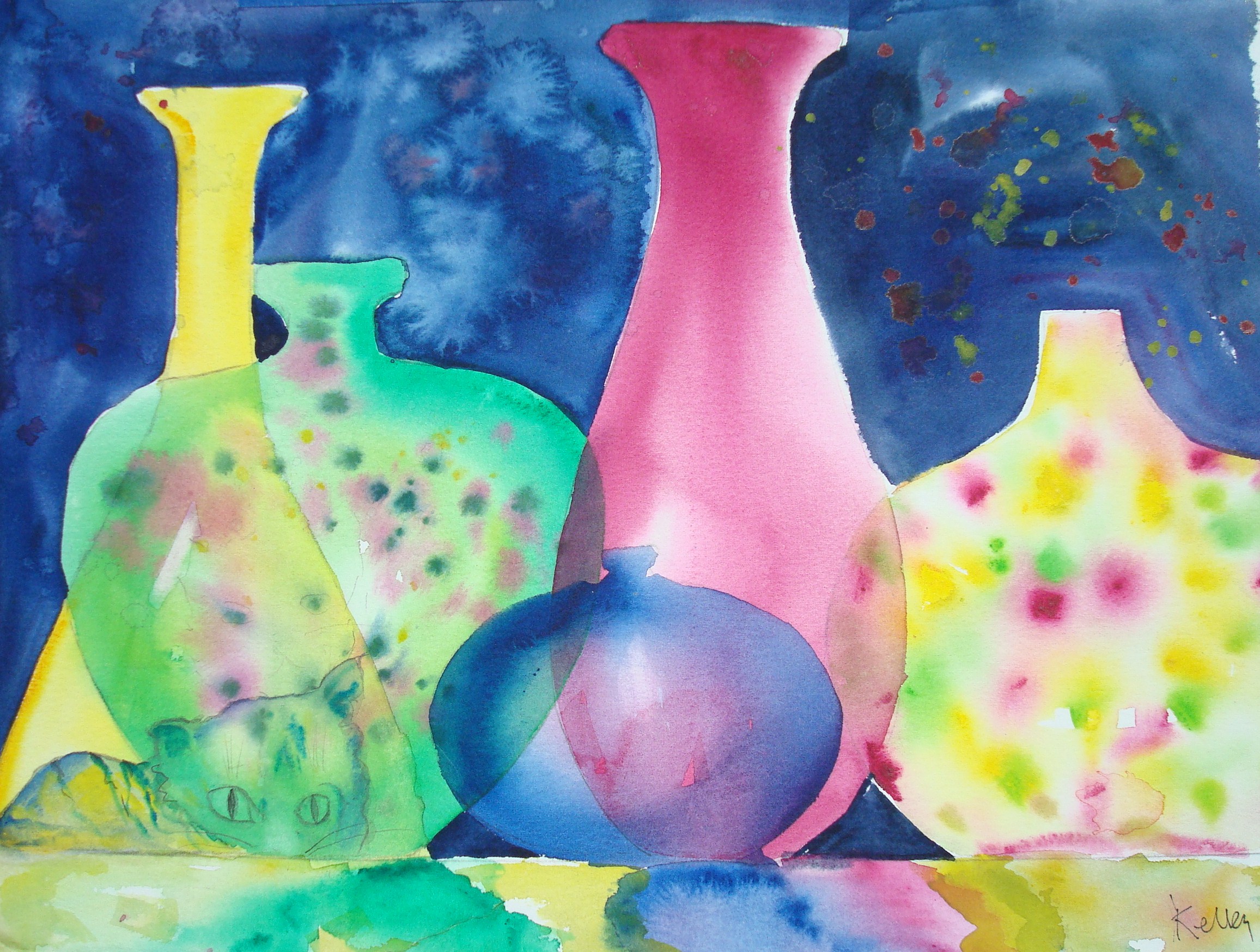 2313x1748 How To Paint A Scene Of Colored Glass Vases In Watercolor 9 Steps - Watercolor On Glass