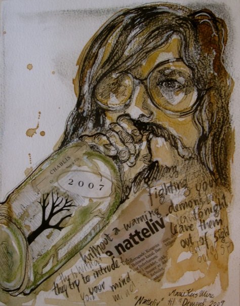 474x604 Marie Keis Uhre - Watercolor On Newspaper