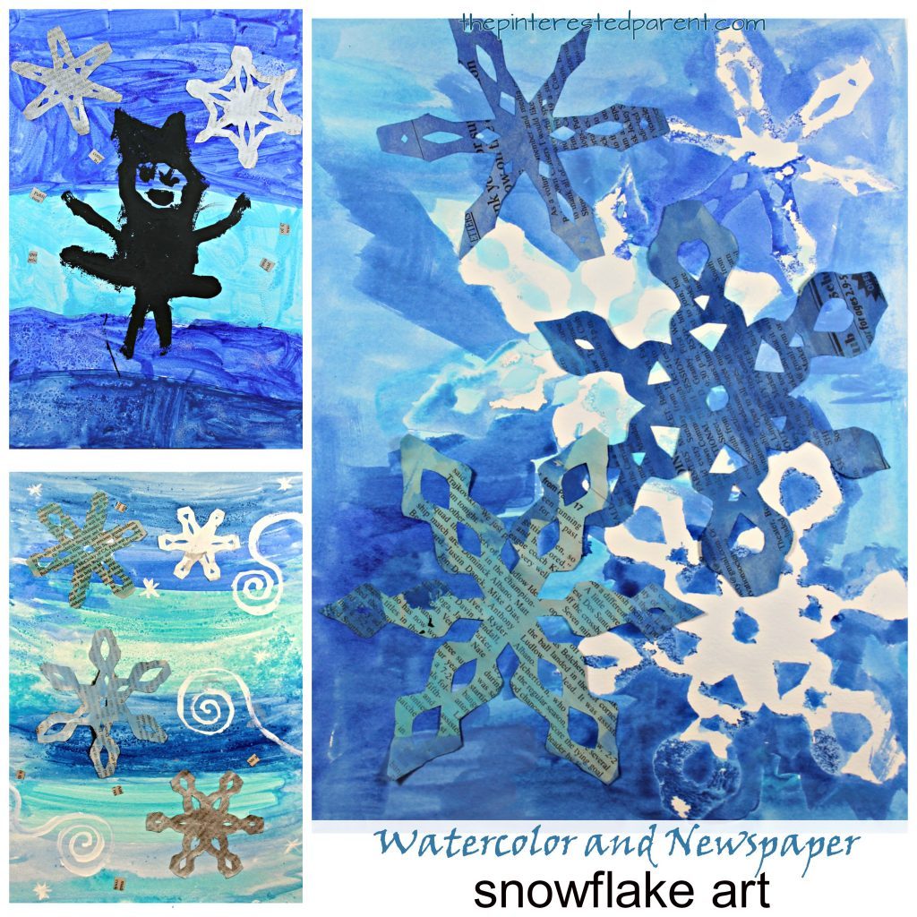 1024x1024 Newspaper And Watercolor Snowflake Art The Ed Parent - Watercolor On Newspaper