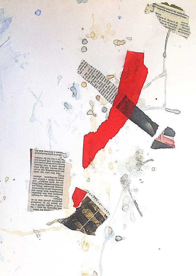 641x900 Reb Abstract Mixed Media Watercolor White Newspaper Vintage - Watercolor On Newspaper