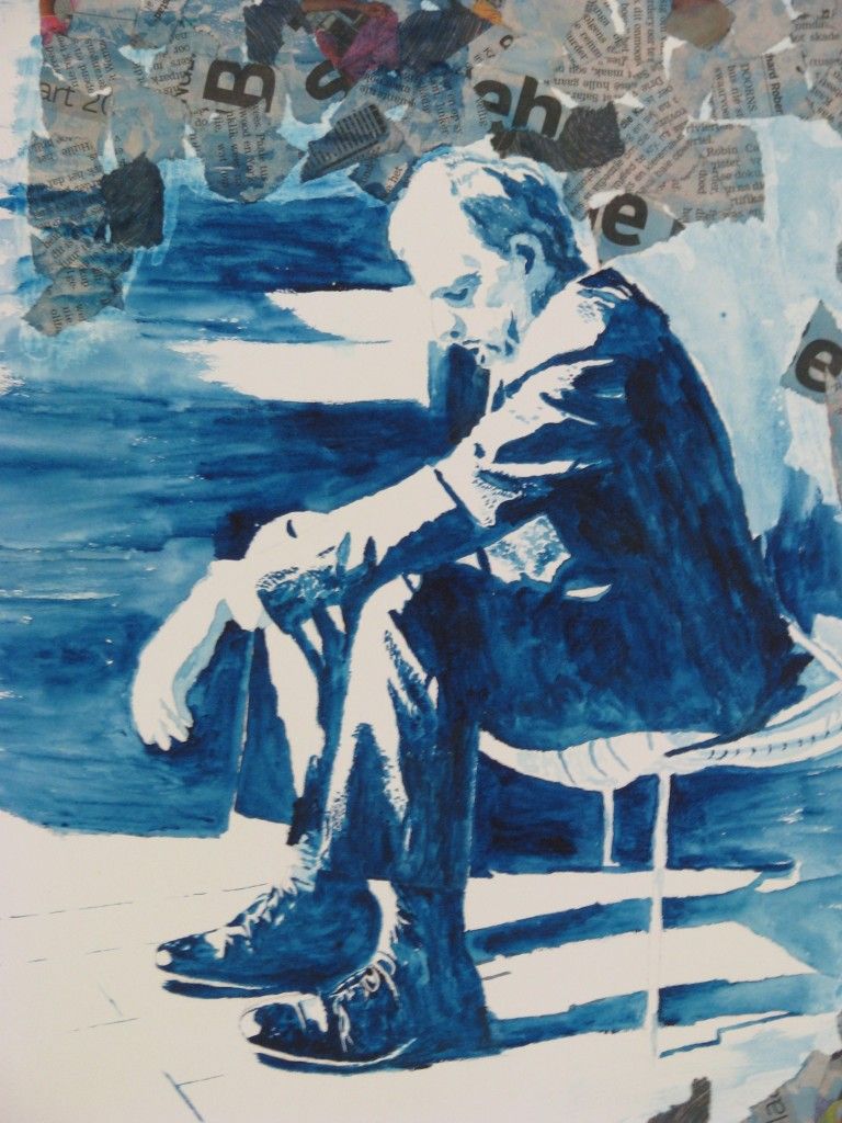 768x1024 Blue Is The Colour Of Meditating - Watercolor On Newspaper