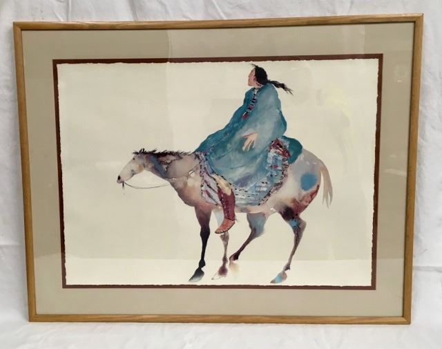 640x505 Framed Watercolor On Parchment Paper - Watercolor On Parchment Paper