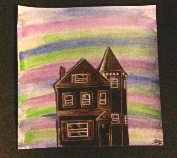 600x537 Haunted House Sharpie Poster Board Last Year By - Watercolor On Poster Board