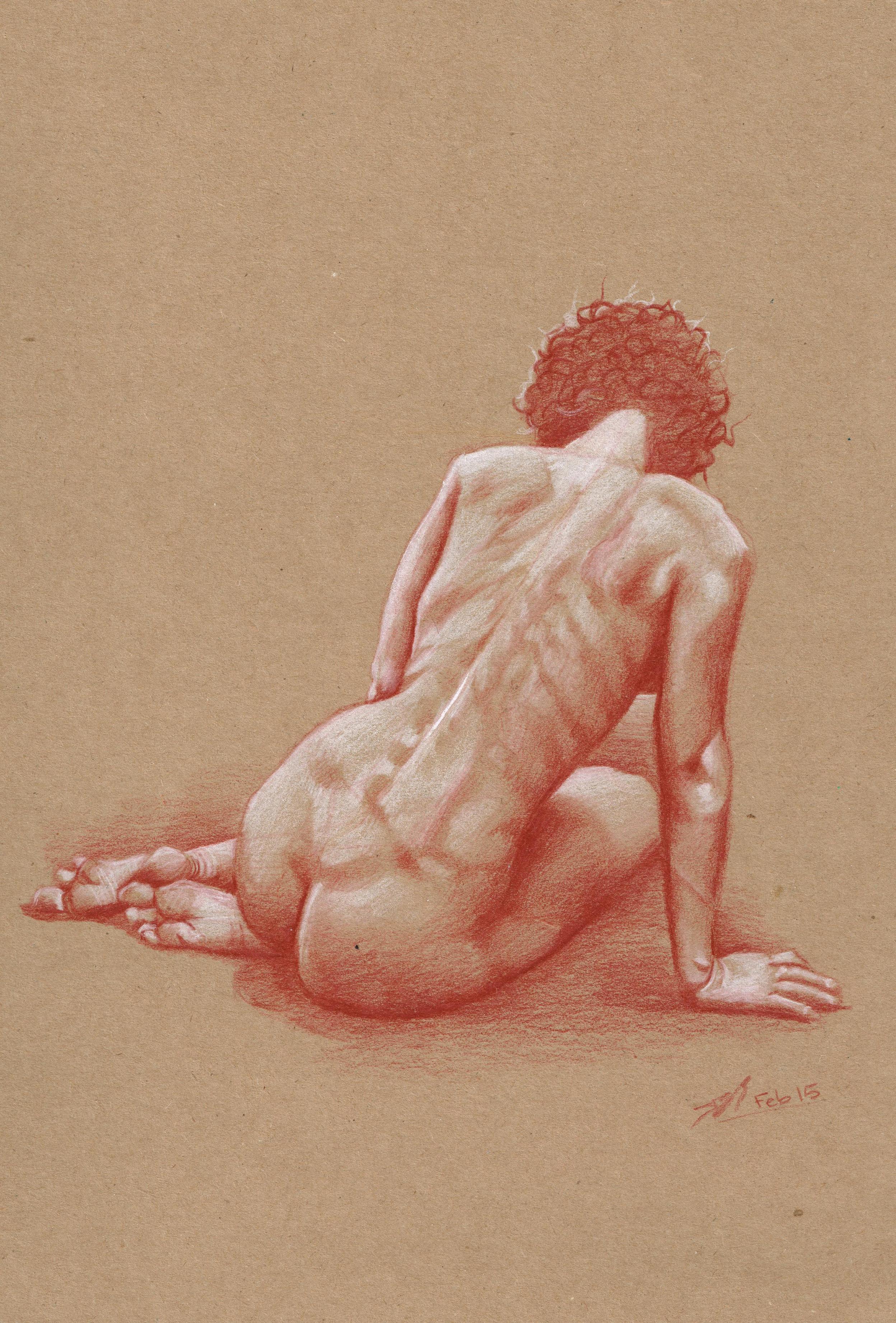 2496x3686 Figure Sketch 2, Toned Paper, Faber Castell Pencils Art - Watercolor On Toned Paper