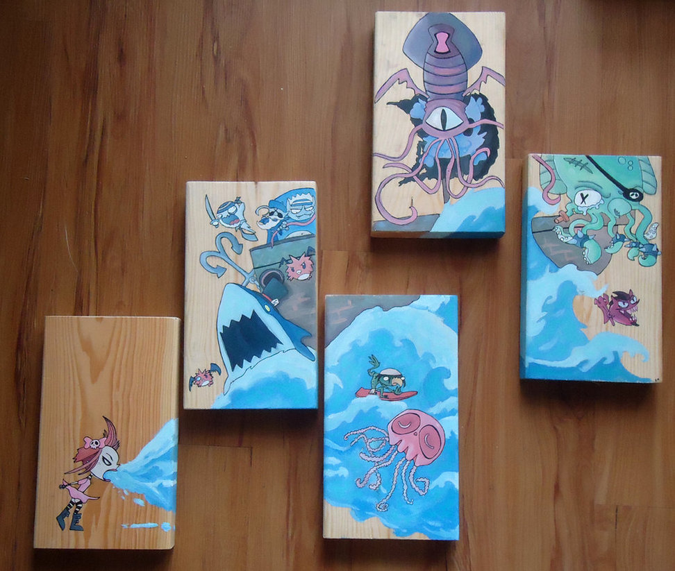 972x823 Deep Blue Sea - Watercolor On Wood