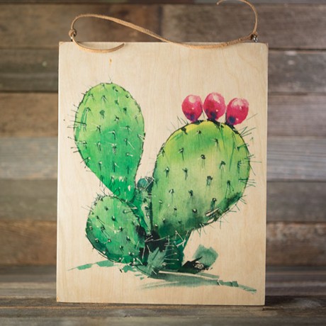 460x460 Prickly Pear Watercolor On Wood - Watercolor On Wood
