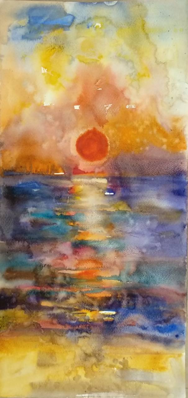 605x1280 Sunset Watercolor Painting Angelina Nedin 2018 Art - Watercolor Online