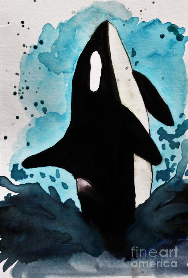 610x900 Orca Watercolor Painting Painting By Lkb Art And Photography - Watercolor Orca