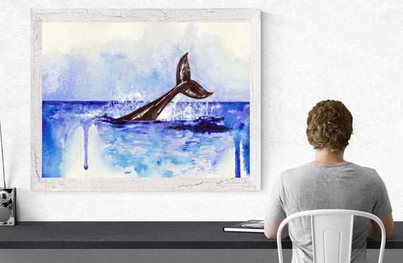 570x372 Orca Printable Watercolor Orca Painting Orca Print Whale Etsy - Watercolor Orca