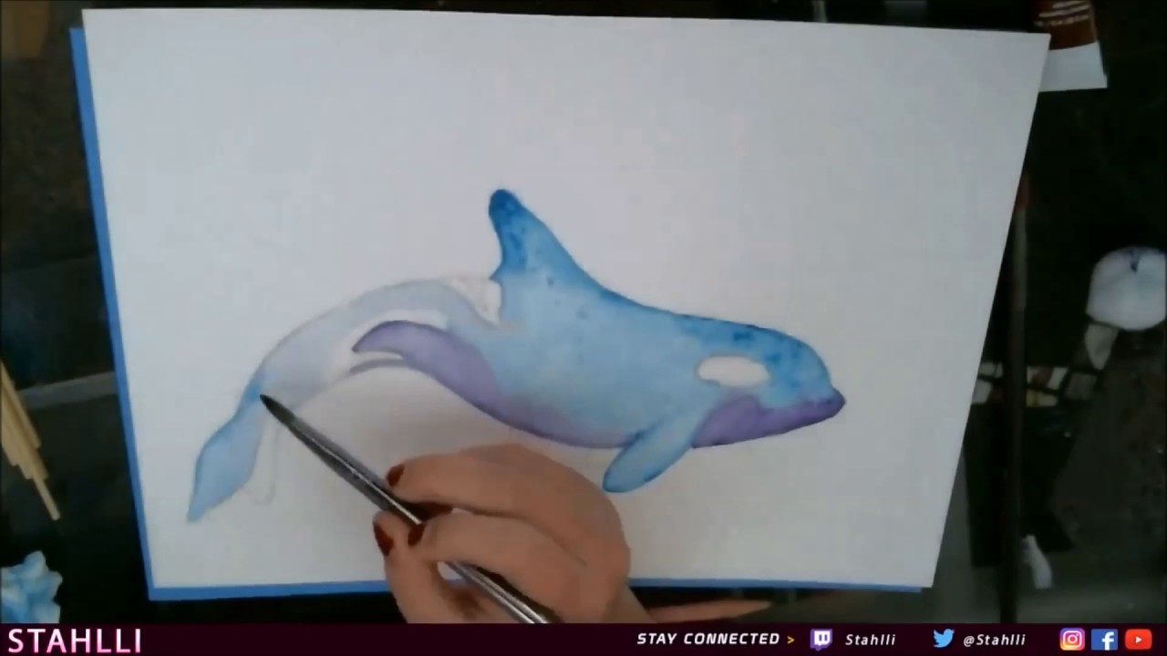 1280x720 Time Lapse Painting Orca In Watercolor - Watercolor Orca