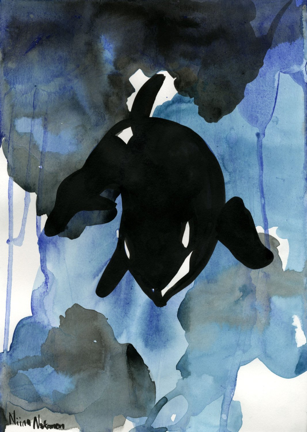 1067x1500 Watercolor Orca Original Painting Killer Whale Art Whale - Watercolor Orca