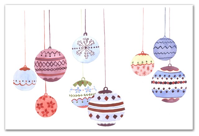 640x438 Hanging Watercolor Ornaments Canvas Wall Art, 36x24 - Watercolor Ornaments