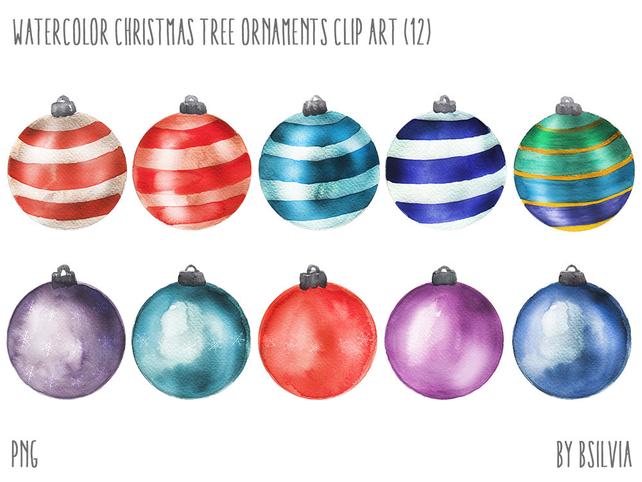 642x482 Watercolor Christmas Tree Ornaments Watercolor Christmas Tree Etsy - Watercolor Ornaments