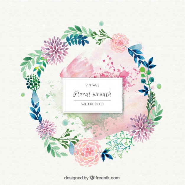 626x626 Watercolor Flowers With Leaves Wreath Ornament Vector Free Download - Watercolor Ornaments