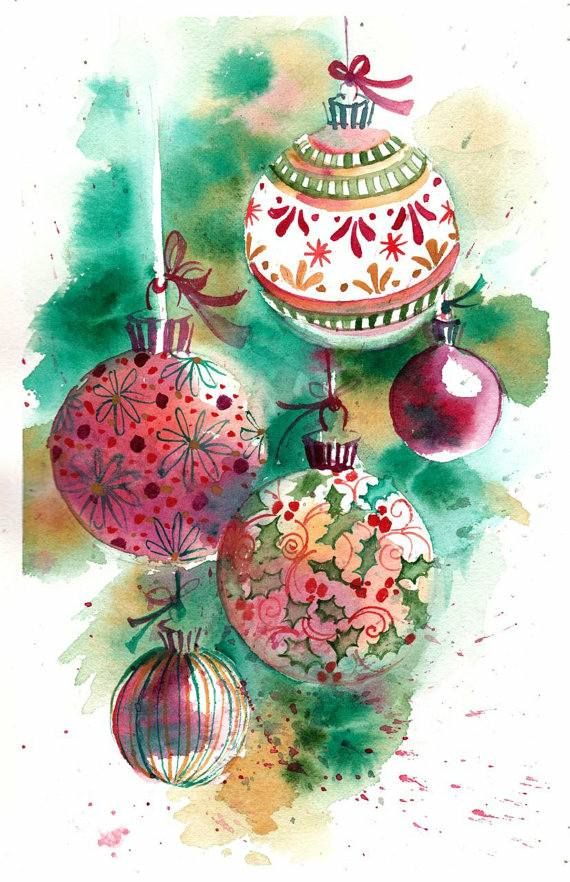 570x882 Watercolor Ornaments Christmas Watercolor - Watercolor Ornaments
