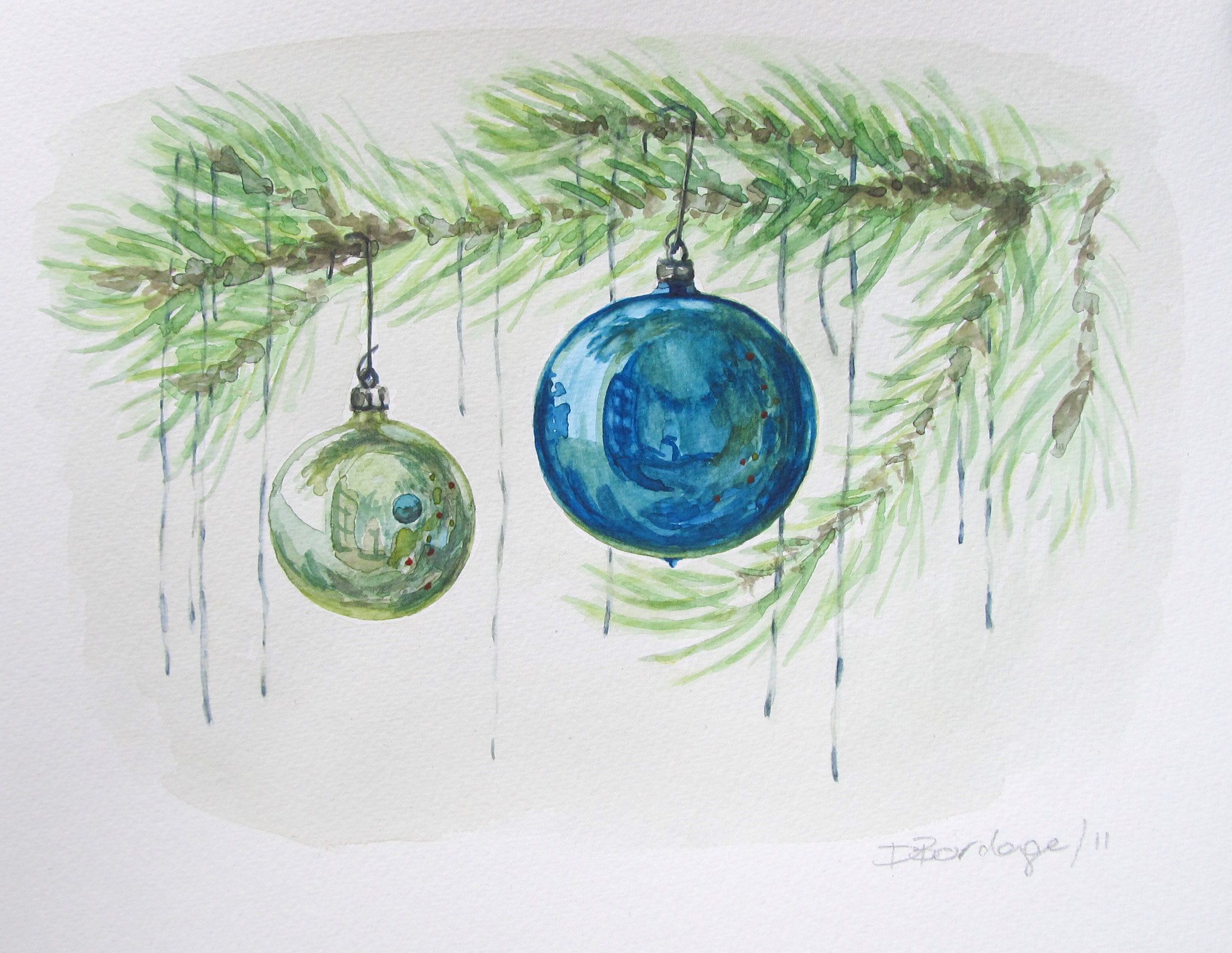 2141x1656 Watercolour Wednesday Blue Christmas Ornaments, Christmas Tree - Watercolor Ornaments
