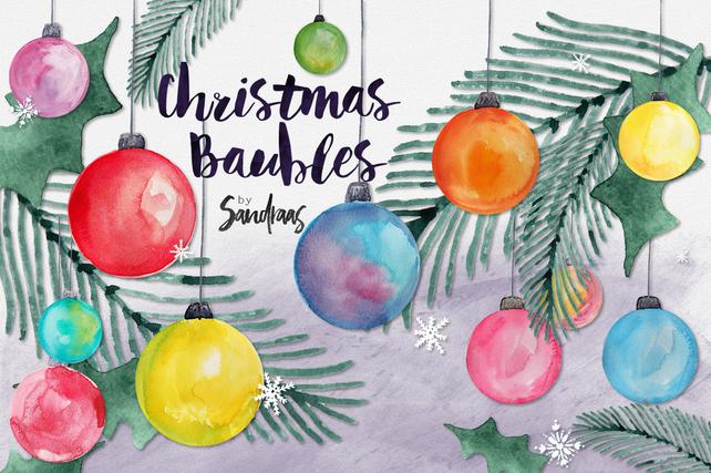 642x427 Christmas Clip Art Hand Painted Christmas Ornaments Etsy - Watercolor Ornaments