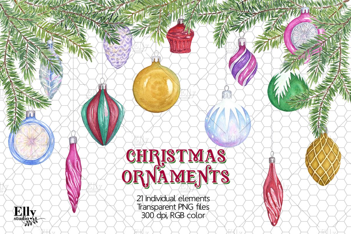 1200x800 Clip Art Watercolor Christmas Ornaments - Watercolor Ornaments