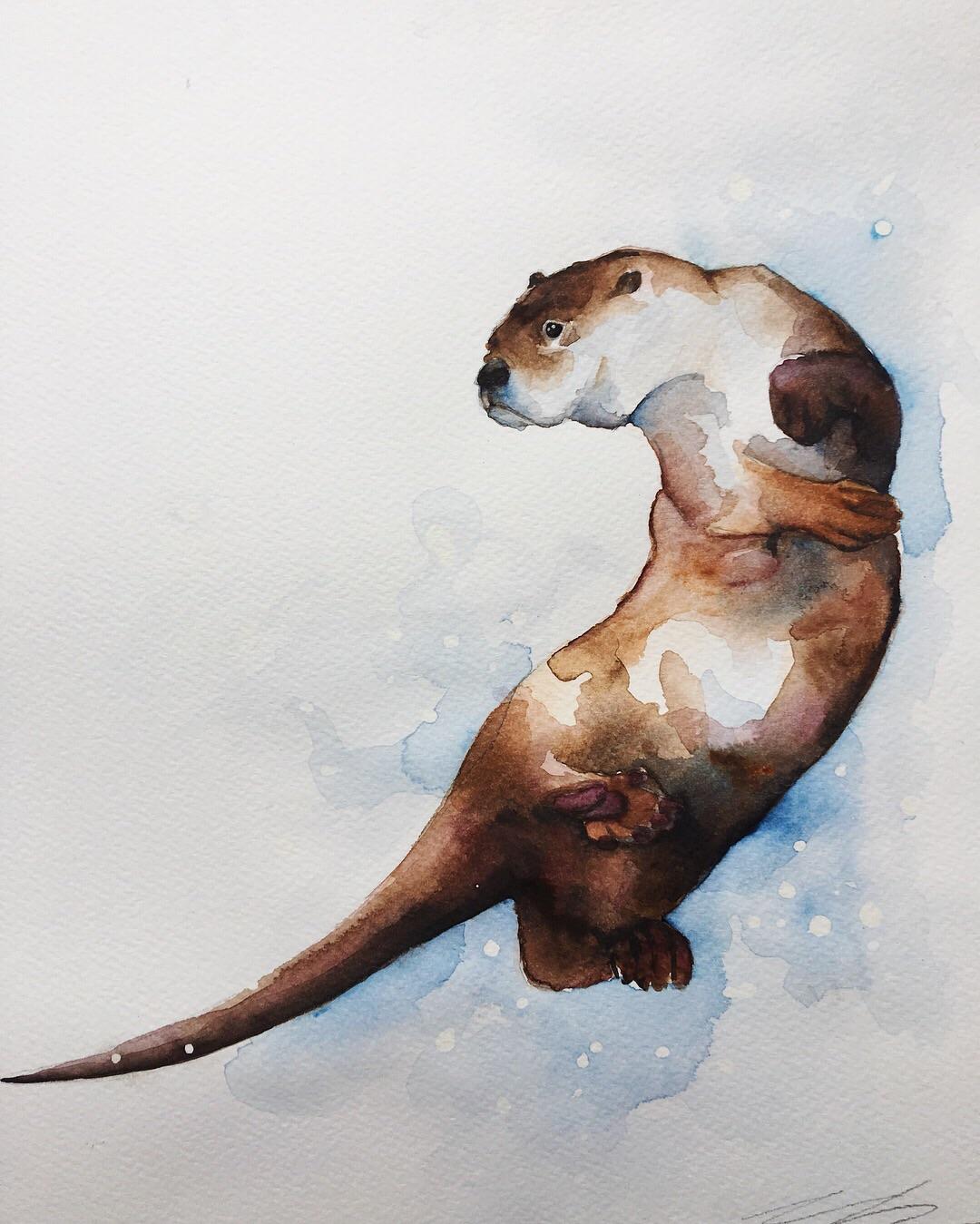1080x1349 Otter, Watercolour, Art - Watercolor Otter