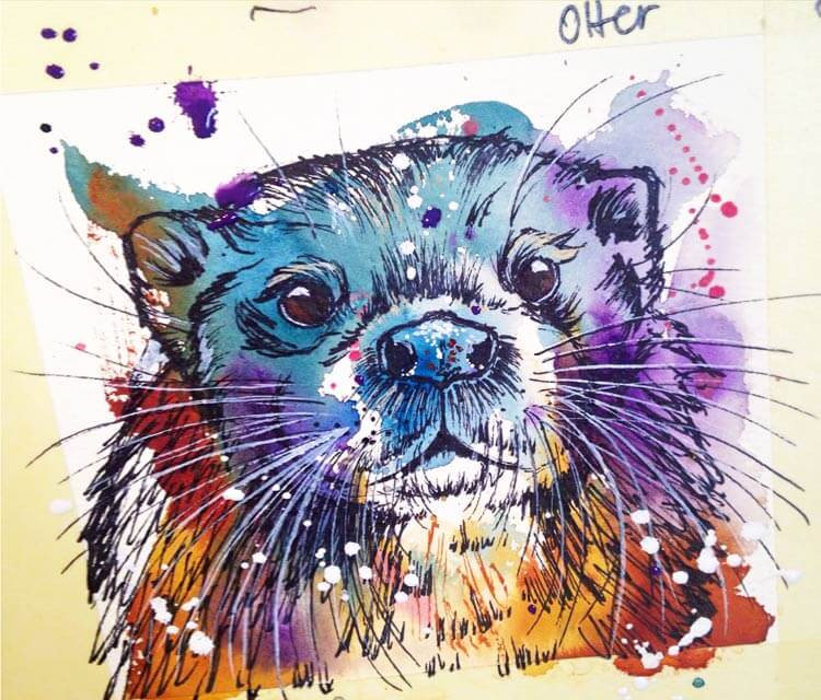750x640 Otter Watercolor Painting By Tori Ratcliffe Art No. 2597 - Watercolor Otter
