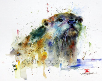 340x270 Watercolor Otter Etsy - Watercolor Otter