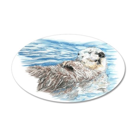 460x460 Cute Watercolor Otter Relaxi Wall Decal By Barkettc - Watercolor Otter