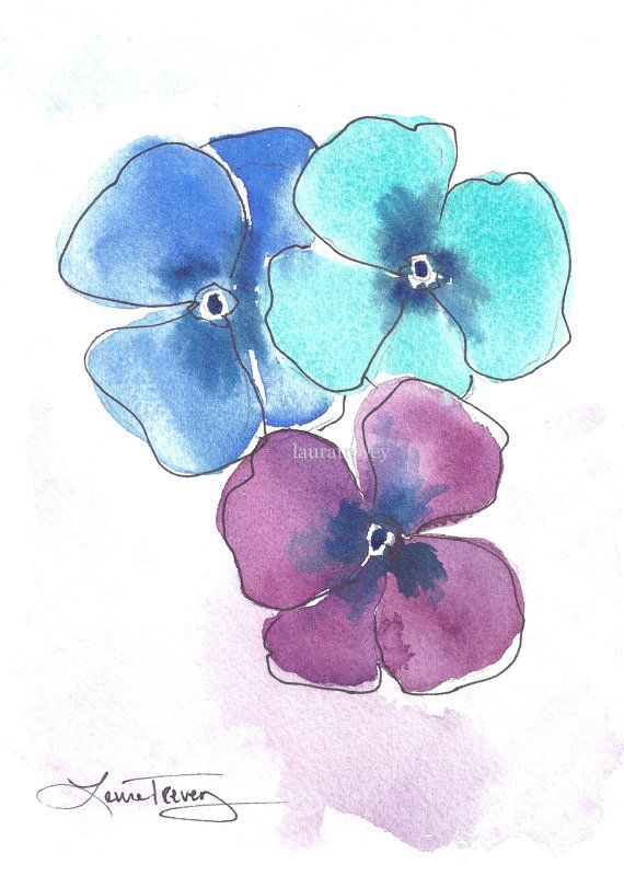 570x800 Pansies Watercolor Painting Fun Pansies - Watercolor Outline