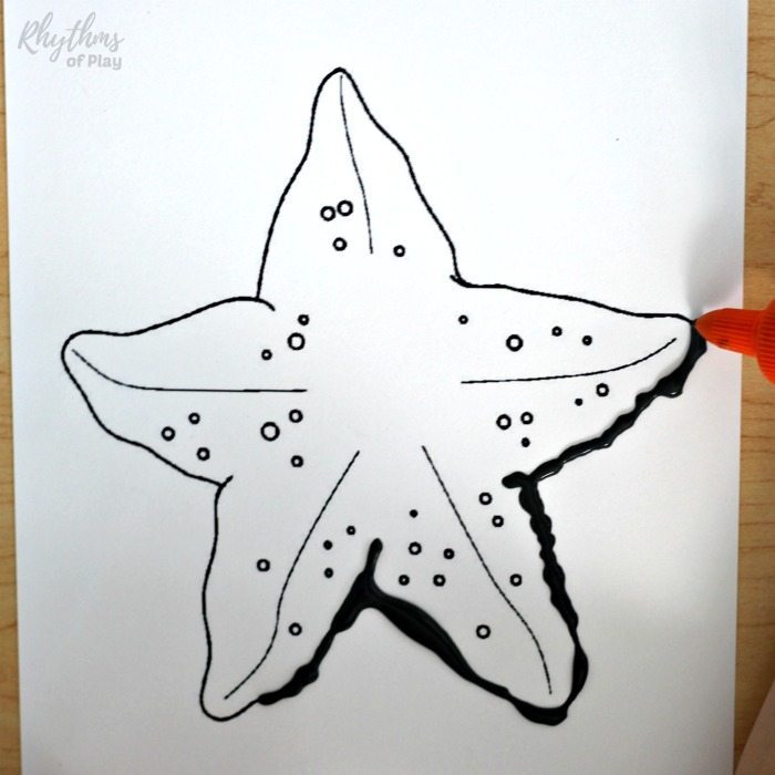 700x700 Starfish Black Glue Watercolor Art Rhythms Of Play - Watercolor Outline