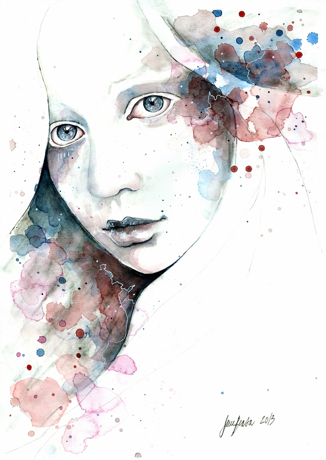 638x900 Unfinished Sympathy, Watercolor And Pencil Study By Jane Beata On - Watercolor Over Pencil