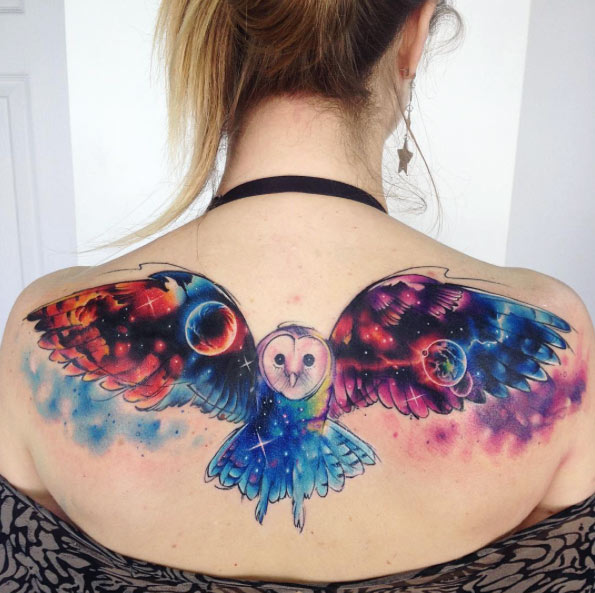 595x593 60 Owl Tattoo Design Ideas With Watercolor, Dotwork, And Linework - Watercolor Owl Tattoo