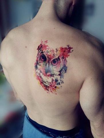 363x480 Sniper Owl Watercolor Temporary Tattoo Mybodiart - Watercolor Owl Tattoo