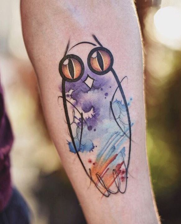 582x720 Watercolor Owl Tattoo - Watercolor Owl Tattoo
