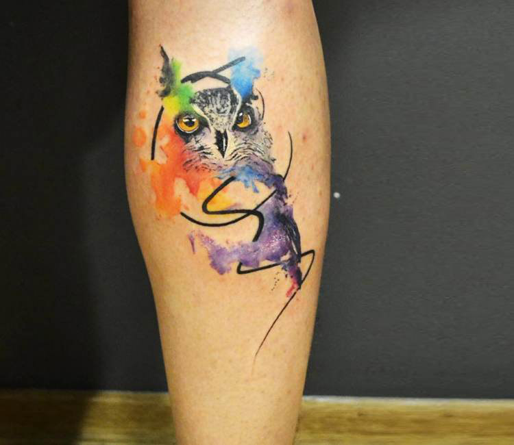 750x650 Watercolor Owl Tattoo By Tattoo Tayfun Post 16879 - Watercolor Owl Tattoo
