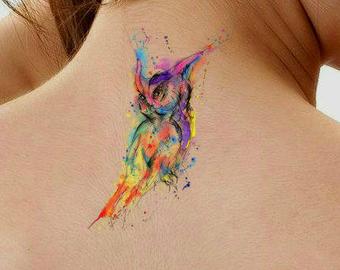340x270 Watercolor Owl Etsy - Watercolor Owl Tattoo