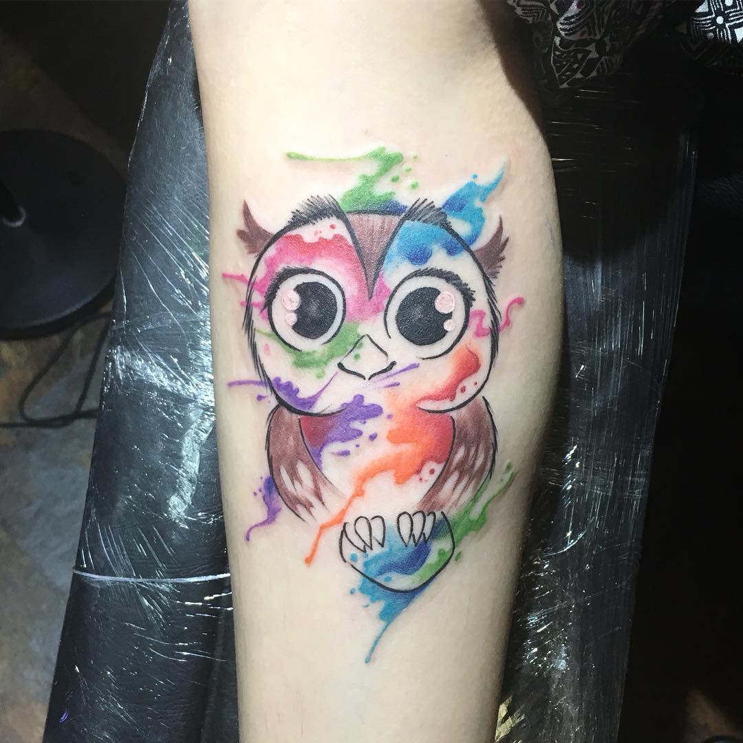 1080x1080 Watercolor Owl Tattoo (5) - Watercolor Owl Tattoo