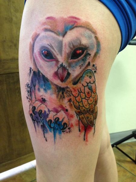 450x600 Nice Watercolor Owl Tattoos - Watercolor Owl Tattoo