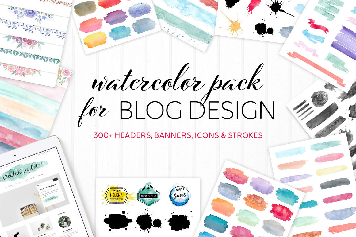 1161x772 Watercolor Pack For Blog Design - Watercolor Pack