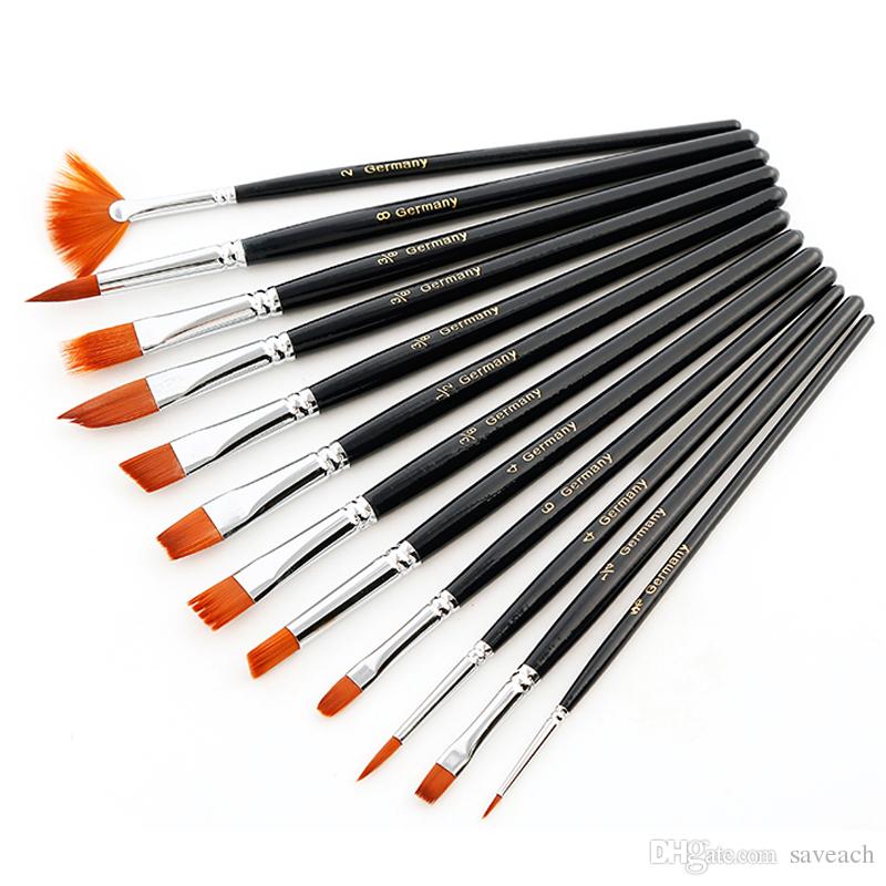 800x800 Best Nylon Hair Acrylic Paint Brush Set Filbert Head Wooden Handle - Watercolor Paint Brush Set