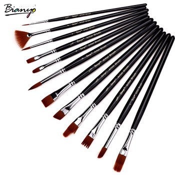 350x350 Bianyo 12pcs Different Shape Nylon Hair Watercolor Paint Brush Set - Watercolor Paint Brush Set