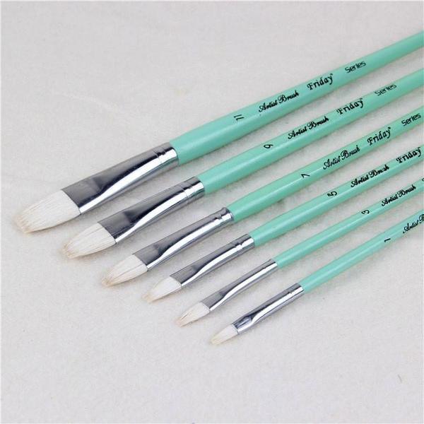 600x600 Paint Brushes Super Sale! 6 Piece Set Medium Soft Flat Wool Hair - Watercolor Paint Brush Set