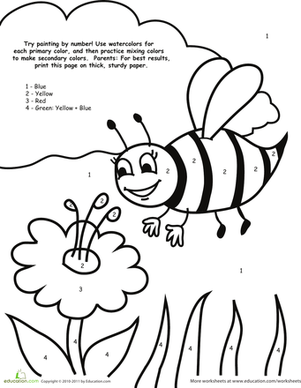 301x388 Watercolor Paint By Number Bee Worksheet - Watercolor Paint By Number