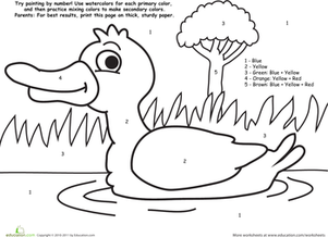 301x218 Watercolor Paint By Number Duck Worksheet - Watercolor Paint By Number