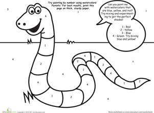 301x222 Watercolor Paint By Number Snake Worksheet - Watercolor Paint By Number