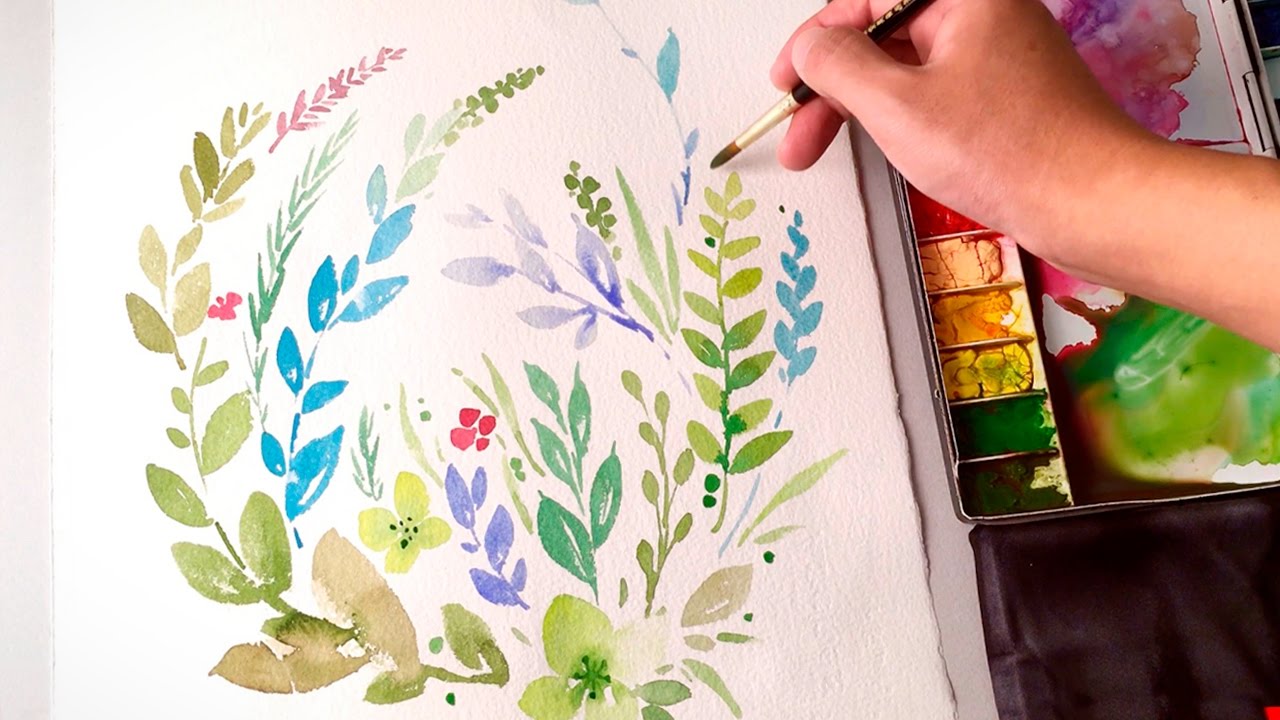 1280x720 Lvl3] Watercolor Leaves Clipart - Watercolor Paint Clipart
