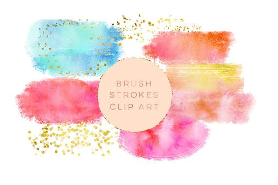 570x380 Watercolor Glitter Brushes Stroke Watercolor Paint Splotch Etsy - Watercolor Paint Clipart