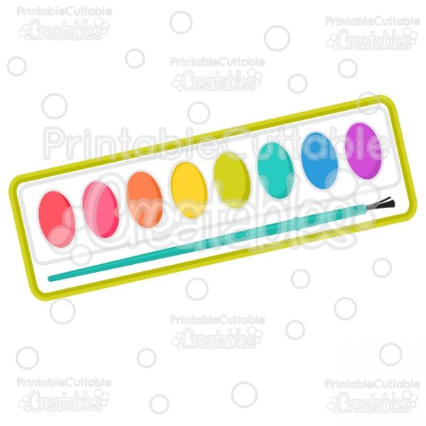 600x600 Watercolor Paints Set Svg Cut File Amp Clipart Pertaining To - Watercolor Paint Clipart